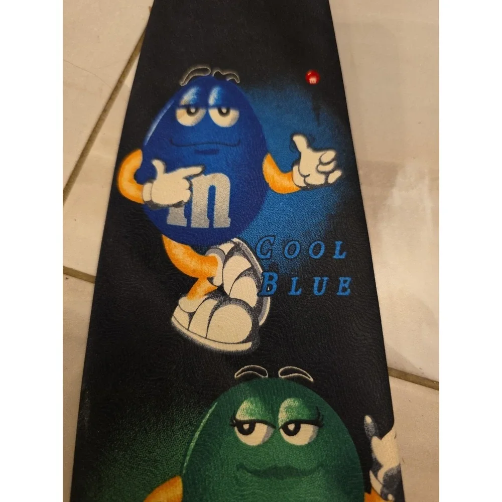 M&M's Brand‎ Character Slogans Novelty Tie Necktie Black 100% Polyester B1